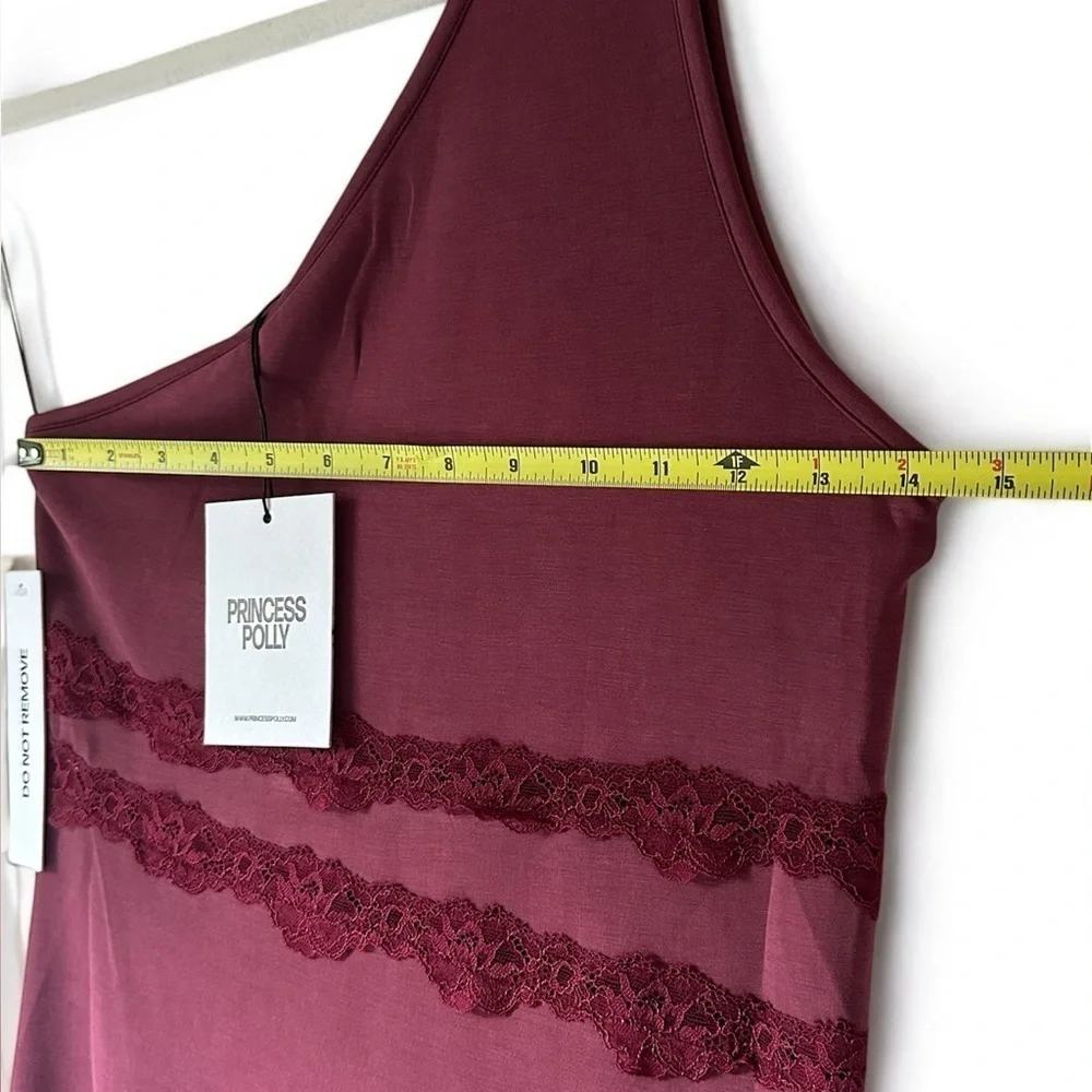 NWT Princess Polly Ultraviolet One Shoulder Lace Maxi Dress Wine US 6 - Picture 7 of 14